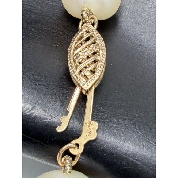 Freshwater Pearl Necklace Classic Hand Knotted Elegant Vintage 10k Claps 17" - Picture 7 of 8